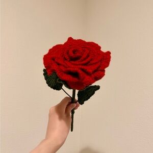 Handcrafted Red Crochet Rose